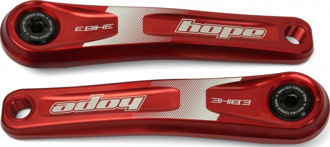 Шатуны без паука и вала Hope E-Bike Crankset, Standard Offset, длина шатунов 165 мм, красные Red