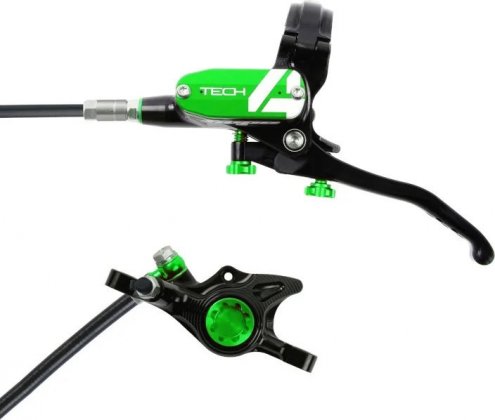 Тормоз дисковый гидравлический Hope Tech 4 X2 Braided, чёрно-зелёный Black/Green
