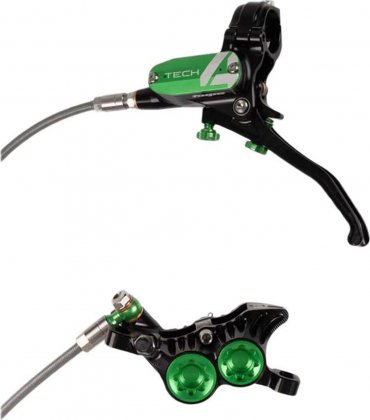 Тормоз дисковый гидравлический Hope Tech 4 V4 Braided, чёрно-зелёный Black/Green