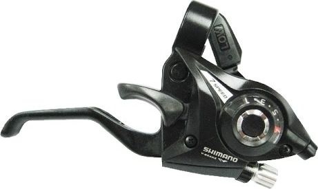 Манетка правая с тормозной ручкой Shimano ST-EF51-7R, с тросом и оплёткой, чёрная