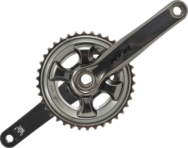 Система с интегрированным валом Shimano XTR FC-M9000-2, длина шатунов 175 мм, набор звёзд 38-28T