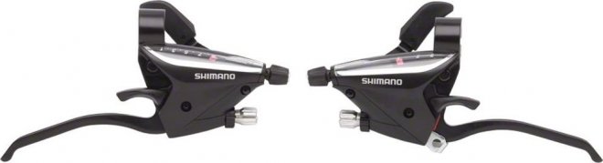 Комплект манеток с тормозными ручками Shimano ST-EF65, 3x9 скоростей, с тросом и оплёткой, чёрный