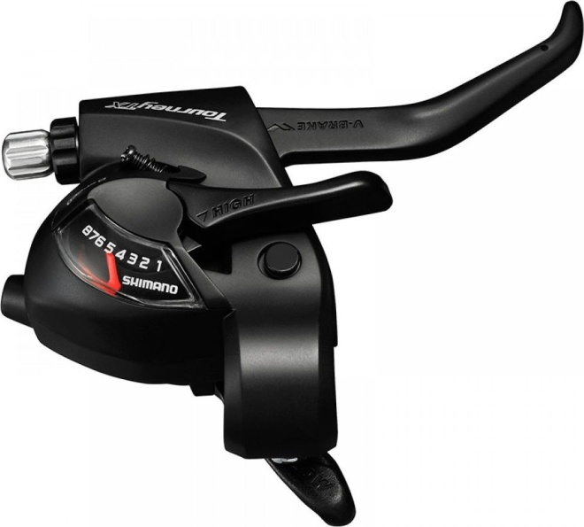 Манетка правая с тормозной ручкой Shimano Tourney TX ST-TX800-8R, с тросом, чёрная Black