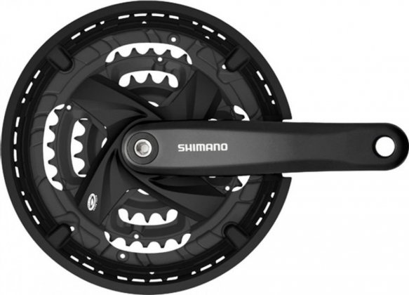 Система под квадрат Shimano Altus FC-M371, длина шатунов 175 мм, набор звёзд 44-32-22T, с защитой цепи, чёрная Black