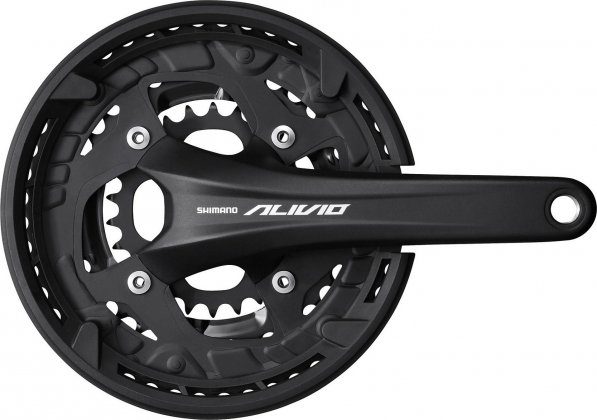 Система с интегрированным валом Shimano Alivio FC-T4060, длина шатунов 170 мм, набор звёзд 44-32-22T, с защитой цепи, чёрная Black