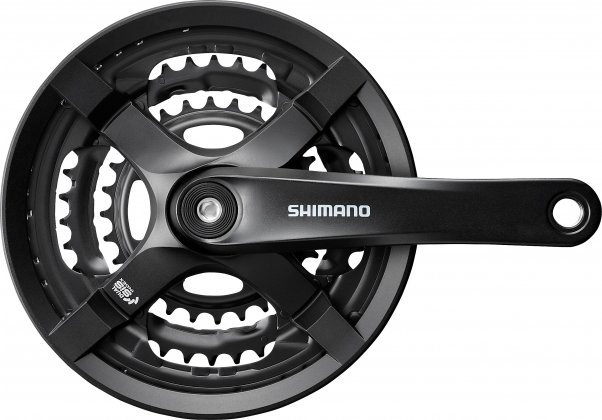 Система под квадрат Shimano Tourney FC-TY501, длина шатунов 175 мм, набор звёзд 48-38-28T, с защитой цепи, чёрная, без упаковки Black