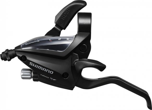 Манетка левая с тормозной ручкой Shimano ST-EF500-L2A, 3 скорости, под 2 пальца, с тросом