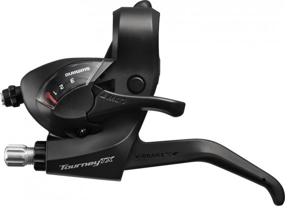 Манетка левая с тормозной ручкой Shimano Tourney TX ST-TX800-L, с тросом, чёрная Black