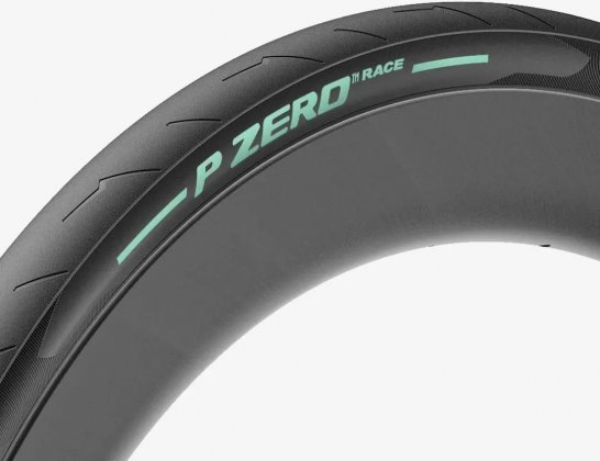 Покрышка Pirelli P Zero Race, 700x26C, чёрная с бирюзовой надписью Celeste