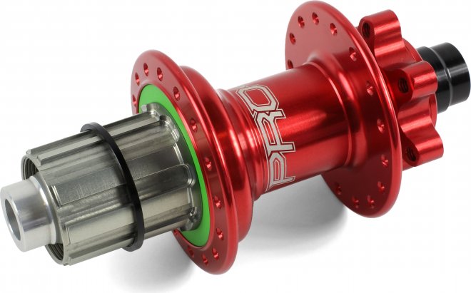 Втулка задняя Hope Pro 4 Rear Disc Hub Steel, 32 отверстия под спицы, под ось 12 мм, ширина 142 мм, красная Red
