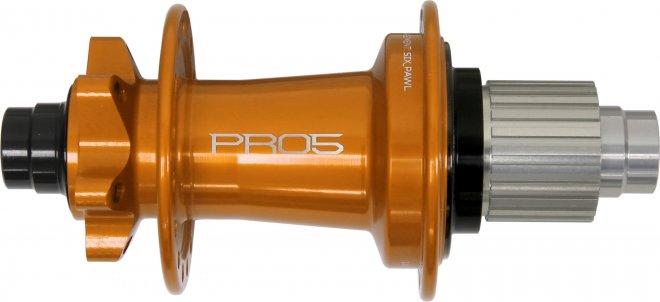 Втулка задняя Hope Pro 5 Rear Disc Hub, 32 отверстия под спицы, под ось 12 мм, ширина 148 мм, под кассету Shimano MicroSpline, оранжевая Orange
