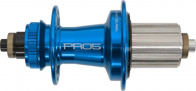 Втулка задняя Hope Pro 5 Rear Disc Hub Steel, 32 отверстия под спицы, под эксцентрик QR, крепление ротора CenterLock, ширина 135 мм, синяя Blue