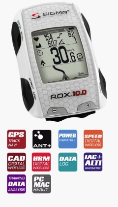 Велокомпьютер беспроводной с пульсометром Sigma Sport Rox 10.0 GPS, белый White