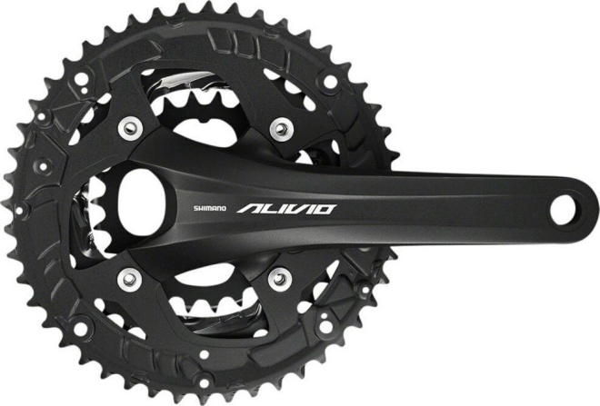 Система с интегрированным валом Shimano Alivio FC-M4060, длина шатунов 170 мм, набор звёзд 44-32-22T, без защиты цепи, чёрная Black