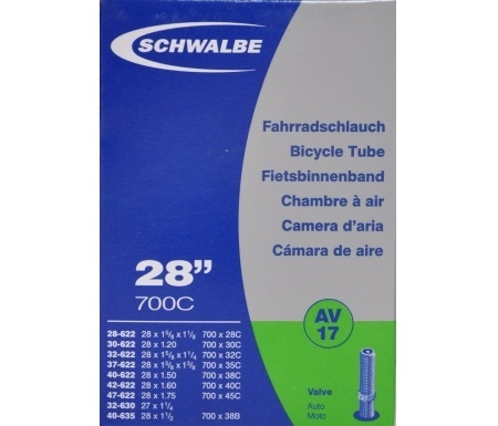 Камера Schwalbe AV 17 700x28С/45С, Standard, ниппель 40 мм Schrader (Auto)