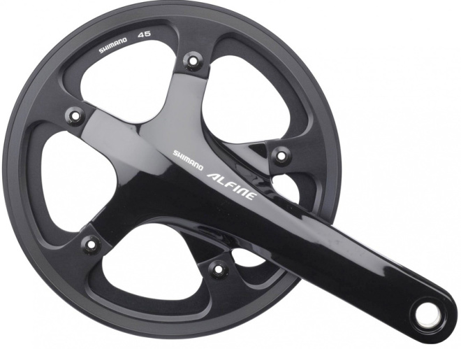 Система с интегрированным валом Shimano Alfine FC-S501, звезда 39T, двойная защита цепи, чёрная Black