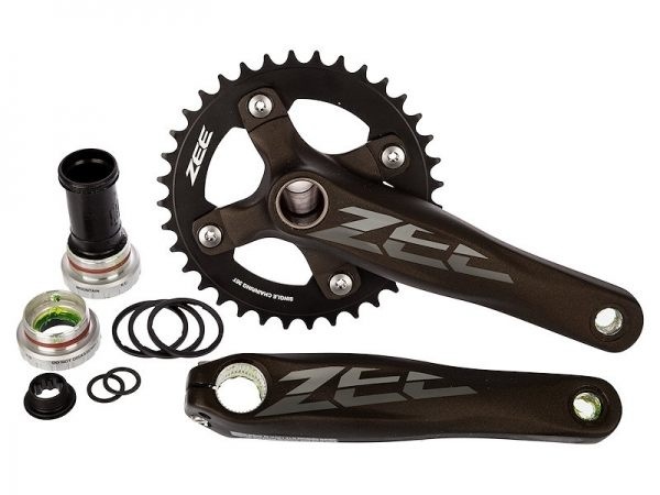 Система Shimano Zee FC-M640, длина шатунов 165 мм, звезда 36T