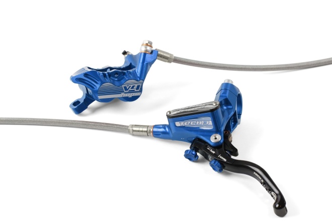 Тормоз дисковый гидравлический Hope Tech 3 V4 Braided, синий Blue