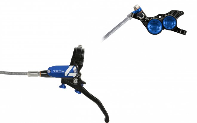 Тормоз дисковый гидравлический Hope Tech 4 V4 Braided, чёрно-синий Black/Blue
