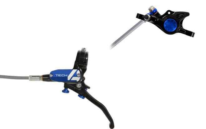 Тормоз дисковый гидравлический Hope Tech 4 X2 Braided, чёрно-синий Black/Blue
