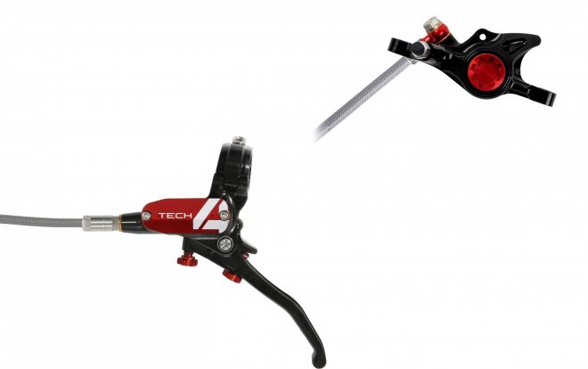 Тормоз дисковый гидравлический Hope Tech 4 X2 Braided, чёрно-красный Black/Red