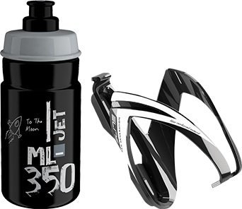 Фляга и флягодержатель Elite Kit Ceo, чёрные Glossy Black/White Graphic