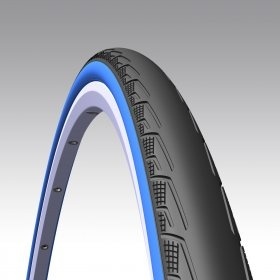 Покрышка Rubena Tyres Syrinx V80 700x23C, чёрная с синими боками Black/Blue