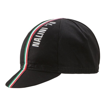 Кепка велосипедная Nalini Bovisa Cap, чёрная с итальянским флагом