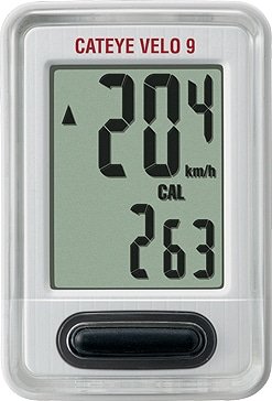 Велокомпьютер проводной CatEye Velo 9, белый
